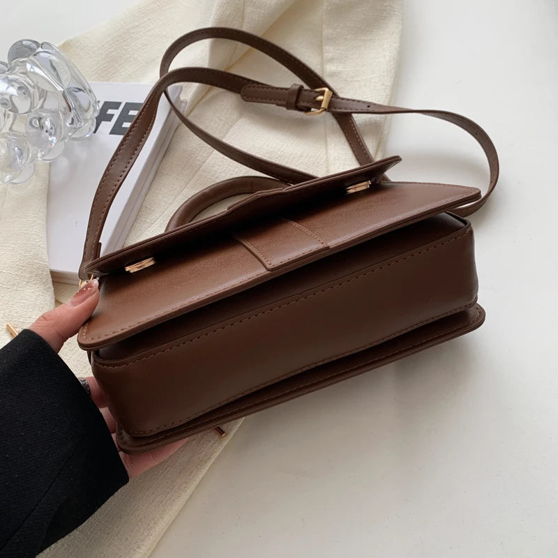 Pu Leather Shoulder Bag for Women Handbag - Fashion Crossbody Bags Vintage  Underarm Bag Square Satchel (Black)
