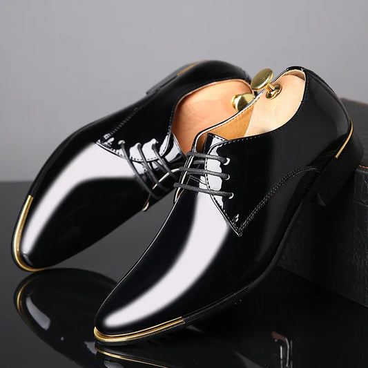 Italian Luxury Men's Shoes Oxford Quality Patent Leather White Wedding Size 38-48 Black Leather Soft Man Dress Formal Shoe Male