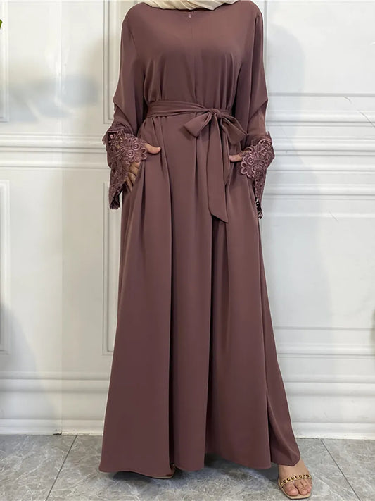 Muslim Fashion Hijab Dubai Abaya Long Dresses Women With Sashes Islam Clothing Abaya African Dresses For Women Musulman Djellaba