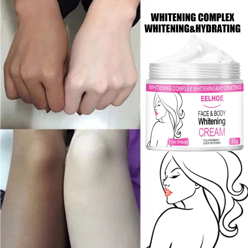EELHOE Body Whitening Cream Intimate Areas Underarm Knee Buttocks Private Bleach Remove Nourish Dark Skin Brighten Not For Face