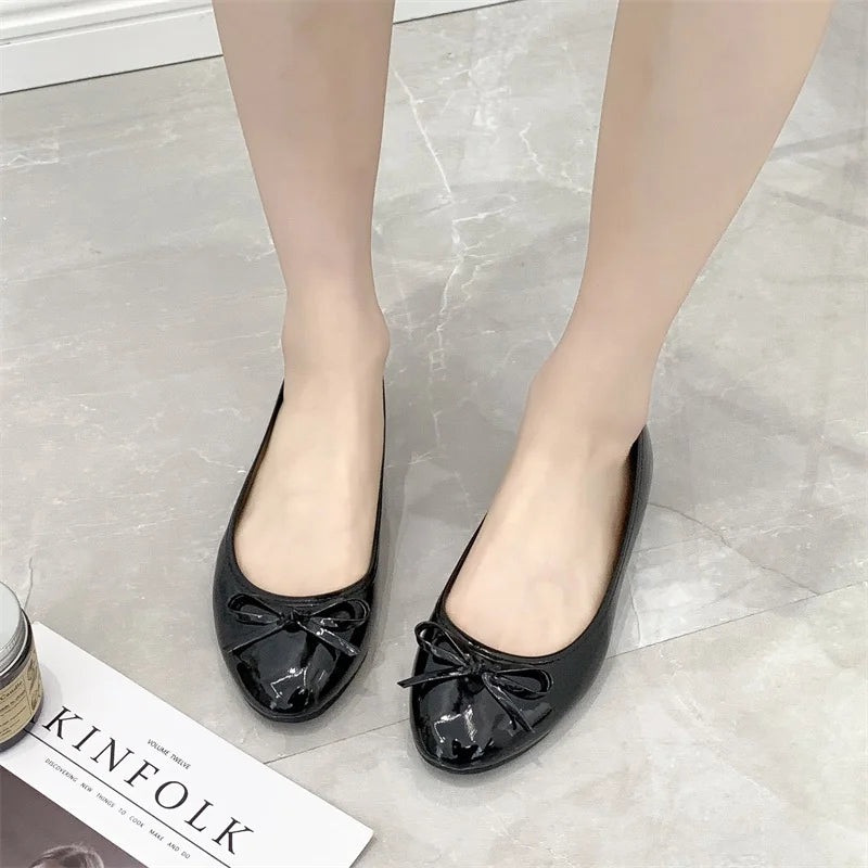 Women's Bow Flat Shoes, Round Head Soft Sole Non-slip Commuter Casual Shoes
