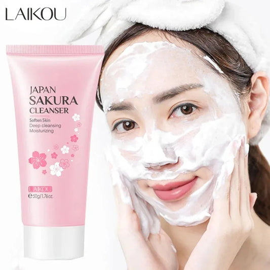 LAIKOU  Facial Cleanser Foam Face Wash Remove Blackhead Moisturizing Shrink Pores Deep Cleaning Oil Control  Skin Care 50g