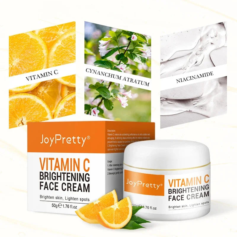 Vitamin C Brightening Moisture Face Cream VC Fade Freckles Remove Dark Spots Whitening Anti Aging Repair Facial Skin Care