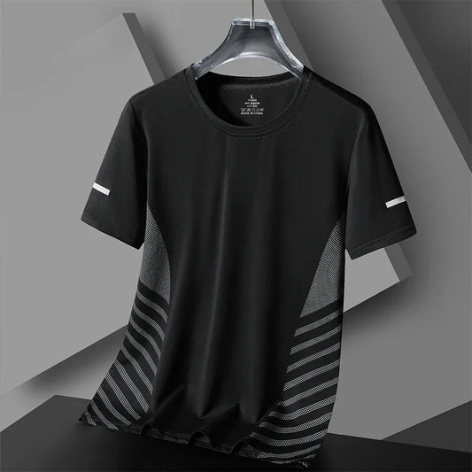 Summer Running Sport Tee Fashion Quick Dry Material Short Sleeves Tops Casual O-neck Loose T-shirt Outdoor Fitness Men's T Shirt