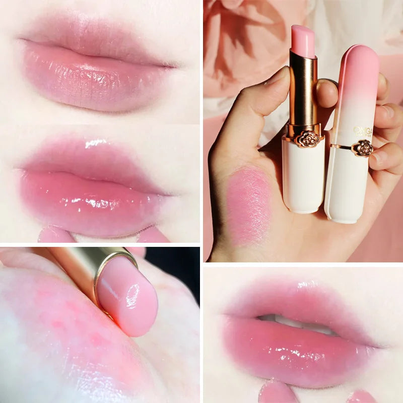 Peach Color Lip Balm Crystal Temperature Change Lipstick Girl Moisturizing LongLasting Lip Gloss Makeup Lip Care Repair Cosmetic