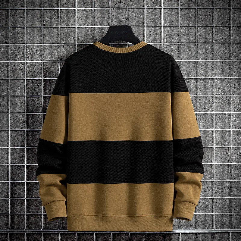 2024 Spring Men Stripe Sweatshirt Cotton Oversized Hoodies Men Long Sleeve O-Neck Pullovers Male Streetwear Fashion Tops 6Xl 8Xl