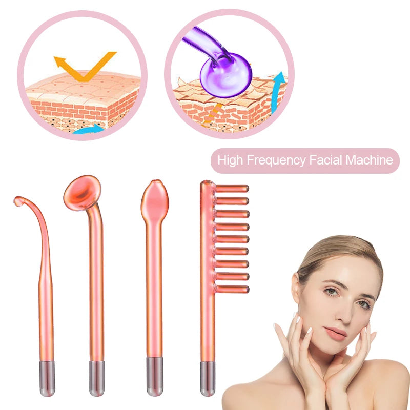 High Frequency Electrode Wand Machine Skin Tightening Acne Spot Wrinkles Remove Beauty Therapy Puffy Facial Care（Without Handle）
