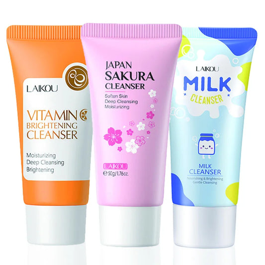 LAIKOU Sakura Facial Cleanser Vitamin C Face Wash Foam Cleanser Moisturizing Oil Control Nourishing Face Skin Care Products