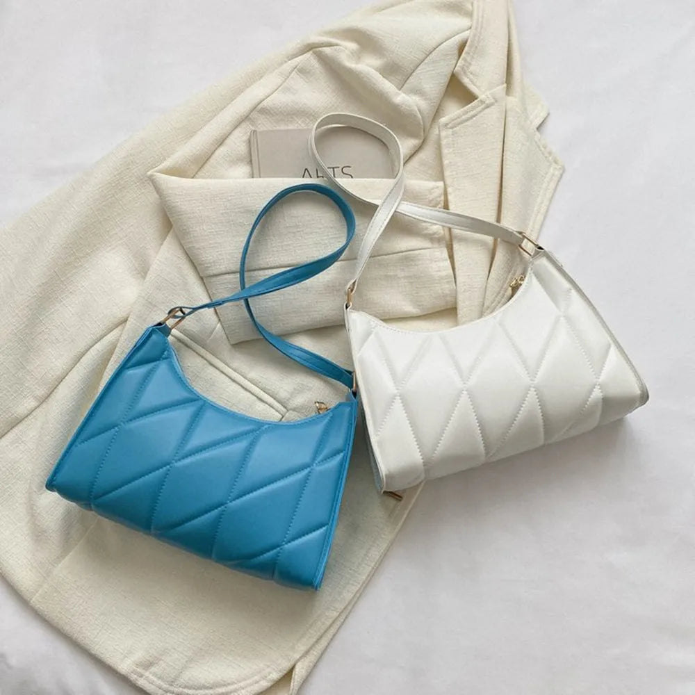 Trendy Women Shoulder Bag PU Leather Underarm Bag Solid Color Handbags Leisure Commuting Small Handle Bags Fashion Zipper Clutch