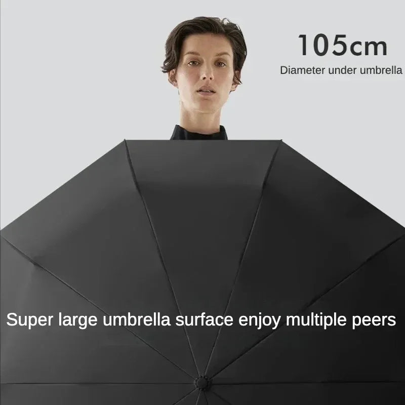 20 Bones Windproof Strong 105CM Reinforced Automatic Folding Umbrella for Men, Large Buckle Handle Wind and Water Resistant