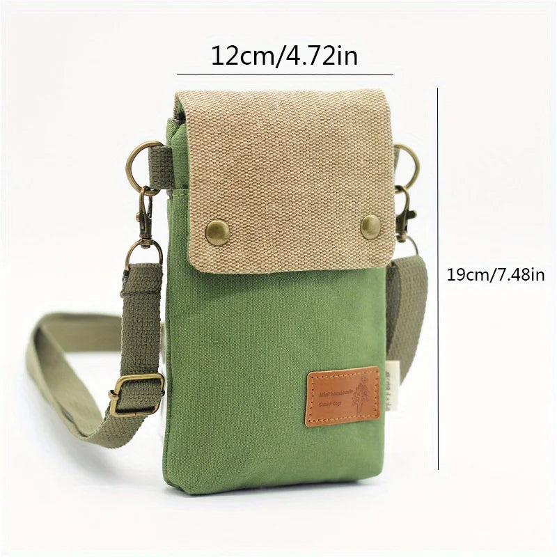 Mini Fabric Crossbody Bag, Color Contrast Cell Phone Bag, Vintage Shoulder Purse For Women Small Crossbody Bag New All-match