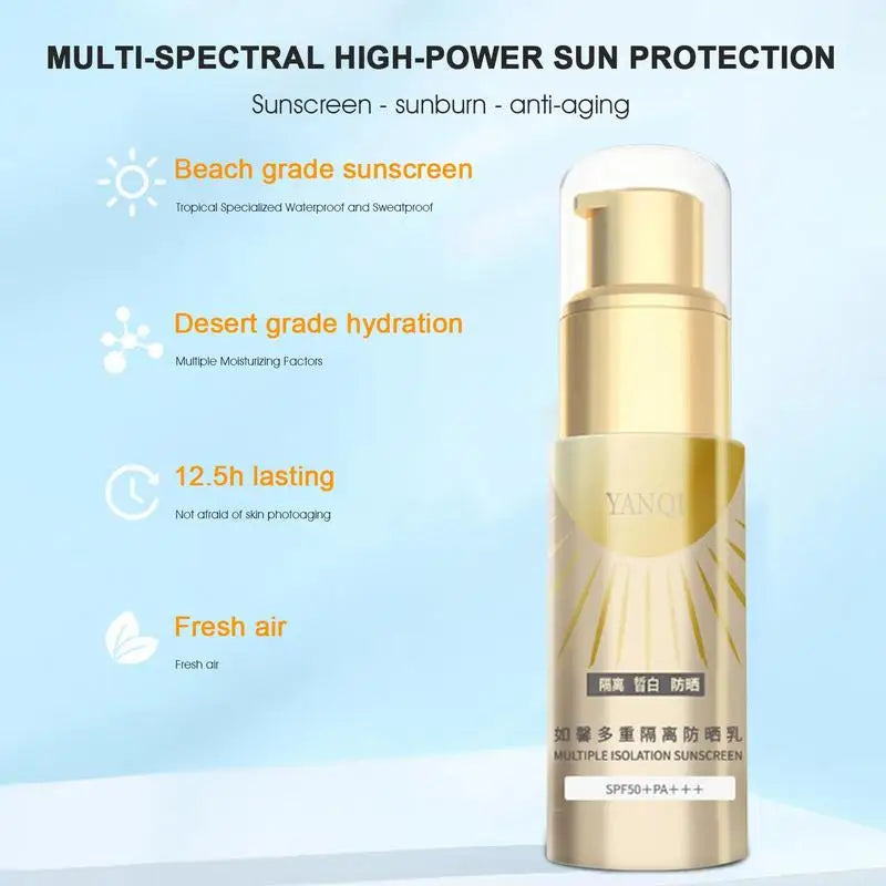 40g Multiple Protection Sunscreen For Face UV Protector Cream SPF50+ Sunscreen Face Moisturizer Waterproof Sunscreen Travel