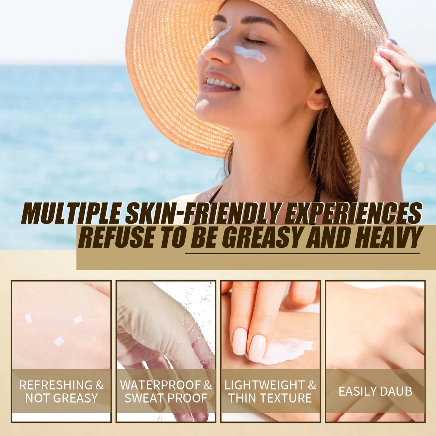 Rice Sunscreen Whitening Sun Anti UV Skin Facial Body Cream Refreshing Moisturizing Non Stick To Hands Protection Cream SPF 50