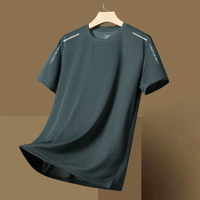 Summer Running Sport Tee Fashion Quick Dry Material Short Sleeves Tops Casual O-neck Loose T-shirt Outdoor Fitness Men's T Shirt