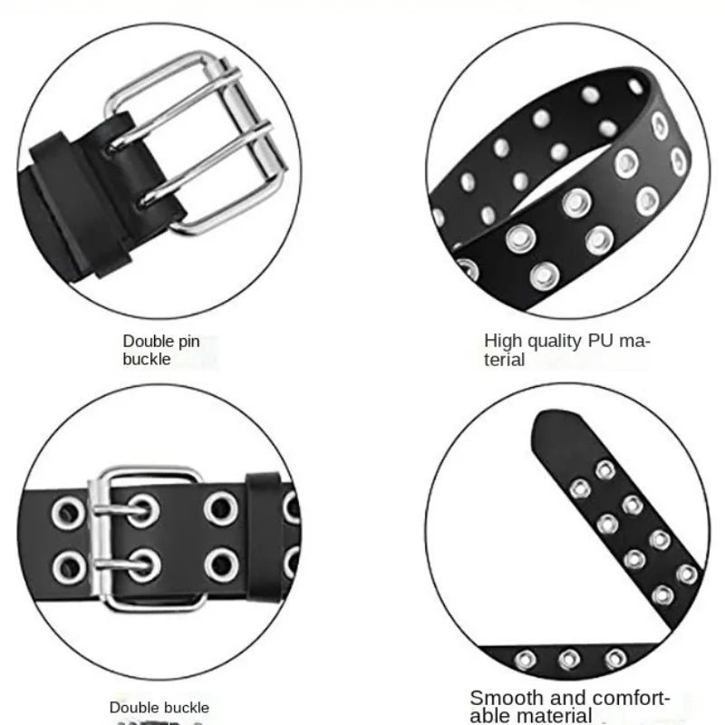 Fashion Alloy Women Belts Chain Luxury for Genuine Leather New Punk Style Metal Pin Buckle Leather Men Waistband for Jeans