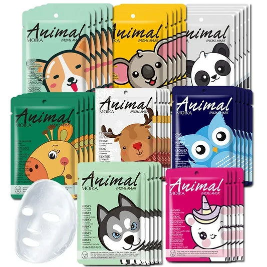 16pcs/lot Animal Moisturizing Face Mask Anti Wrinkle Anti Aging Skin Care Facial Mask Collagen Hyaluronic Acid Sheet Masks