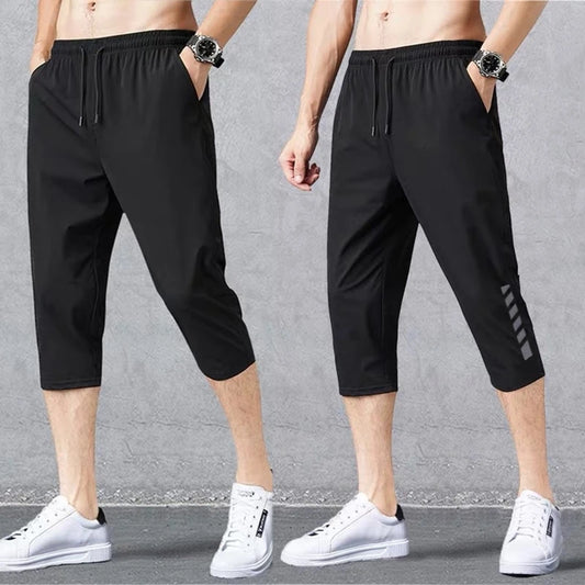 Breathable Sport Running Pants Men’s Casual Shorts w/ Pocket Loose Quick Dry Jogger Pant 3/4 Athletic Shorts for Summer