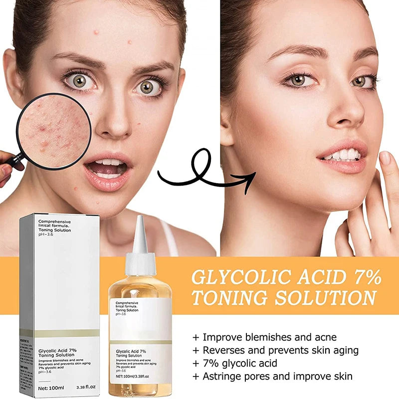 100ml Glycolic Acid 7% Toning Solution Dispel Acne Astringe Pore Improve Blemish Improve Skin Prevent Skin Aging Skin Care Toner