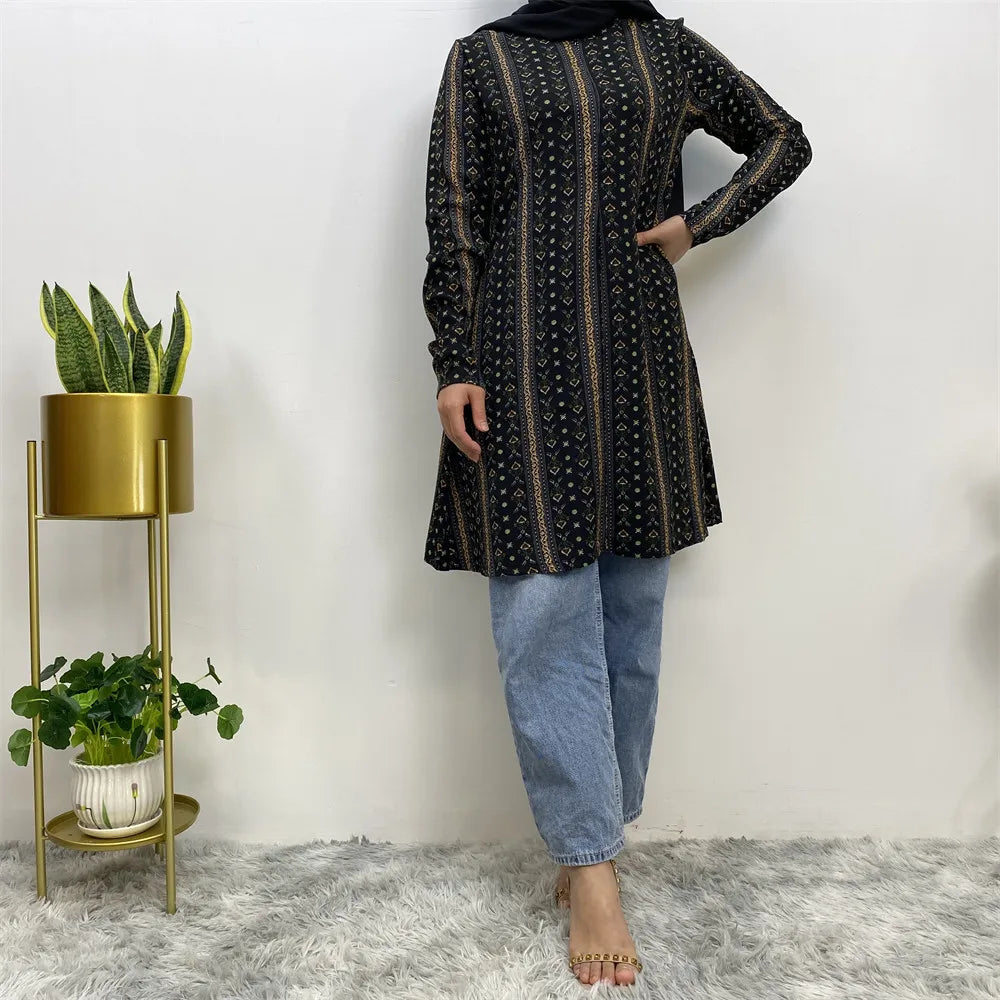 New Design Fashion High Quality Muslim For Women CasualTurkey Arabic Islamic Clothing Long Sleeve Shirt Blouse Tunic Hijab