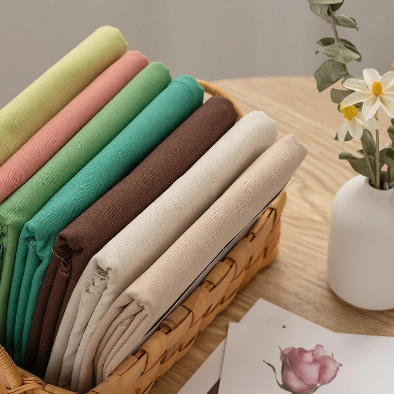 Cotton Linen Fabric Solid Color Cloth Needle Embroidered Pieces Handmade Cross Stich Clothing Needlework Fabric Sewing Supplies