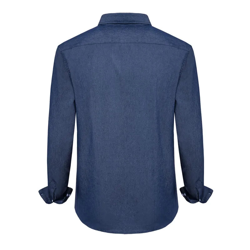 VISADA JAUNA Men's shirts European Size 2018 Summer Casual Camicia Uomo Slim Fit Long sleeve Cotton Male Denim Shirt Button Up
