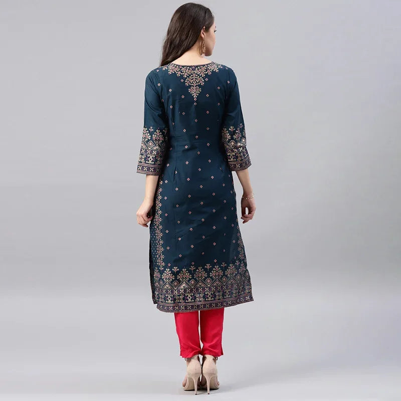 Indian Dress Kurtas for Women Spring Summer Cotton Printed Floral Ethnic Style Kurti Top South Asian Clothes