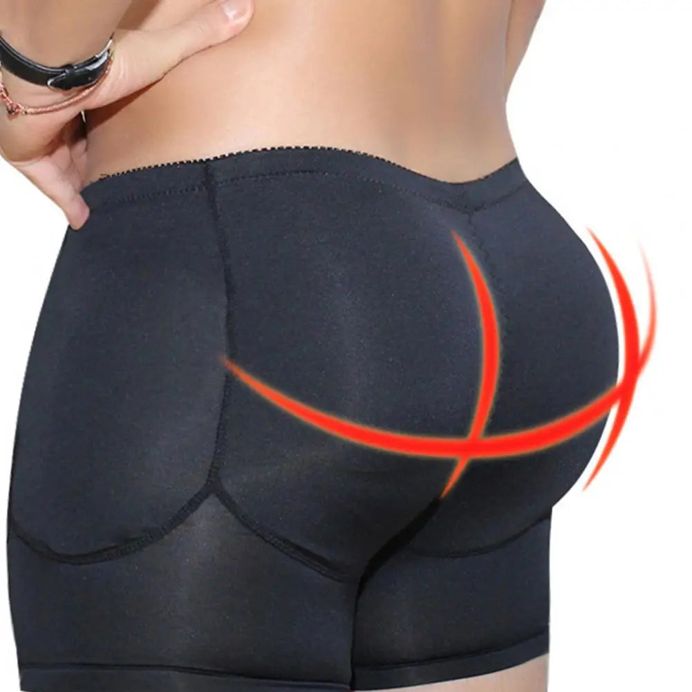 Butt Lifter Boxers Men Underpants Breathable Pad Filling Shapewear Thick Fake Butt High Elastic Solid Color Men Underwear