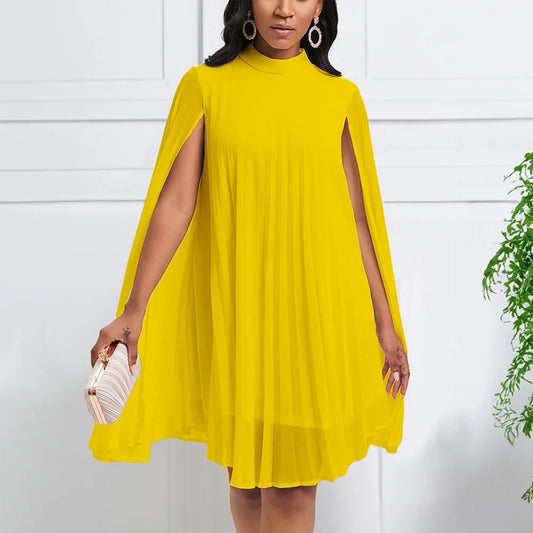 Chiffon Dress for Women Elegant 2024 New Round Neck Batwing Sleeve Loose Knee Length Luxury African Birthday Party Dinner Dress