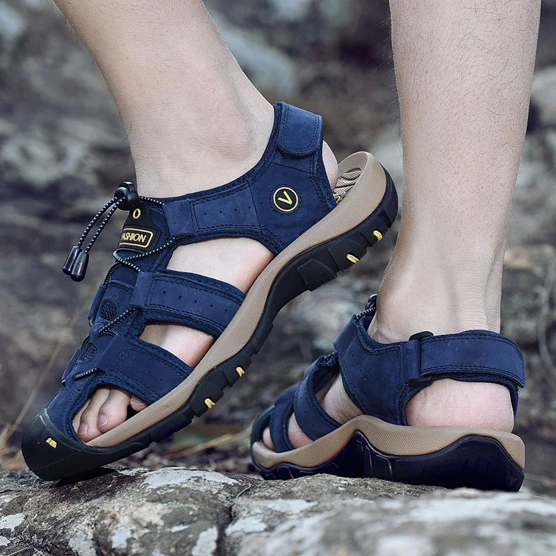 Leather Men Sandals Summer Shoes 2023 New Plus Size Mens Sandals Fashion Casual Outdoor Beach Slippers Breathable Wading Shoes