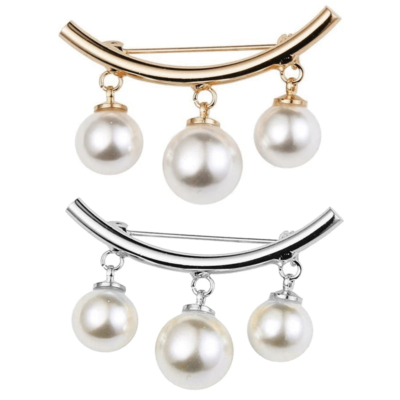 Simple Pearl Brooch Pins Korean Style Lady Women Dress Decoration Fixed Buckle Pin Charm Safety Pin Brooch Cardigan Clip Jewelry