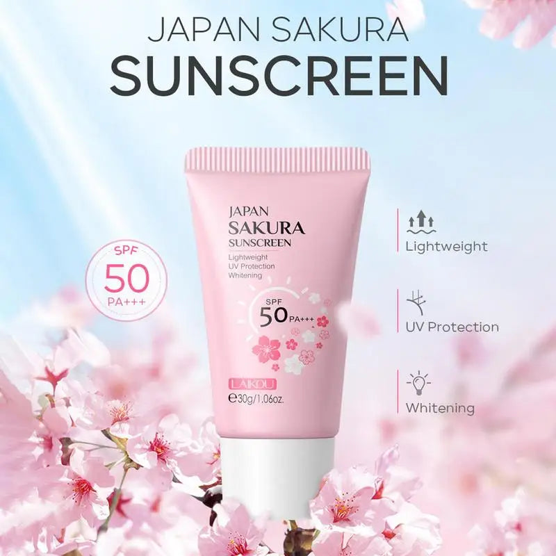 1pcs Sakura Sunscreen Cream Protector Facial Sun Block Spf50 Gel Isolation Lotion Cream Facial Moisturizer Whitening cream 30g
