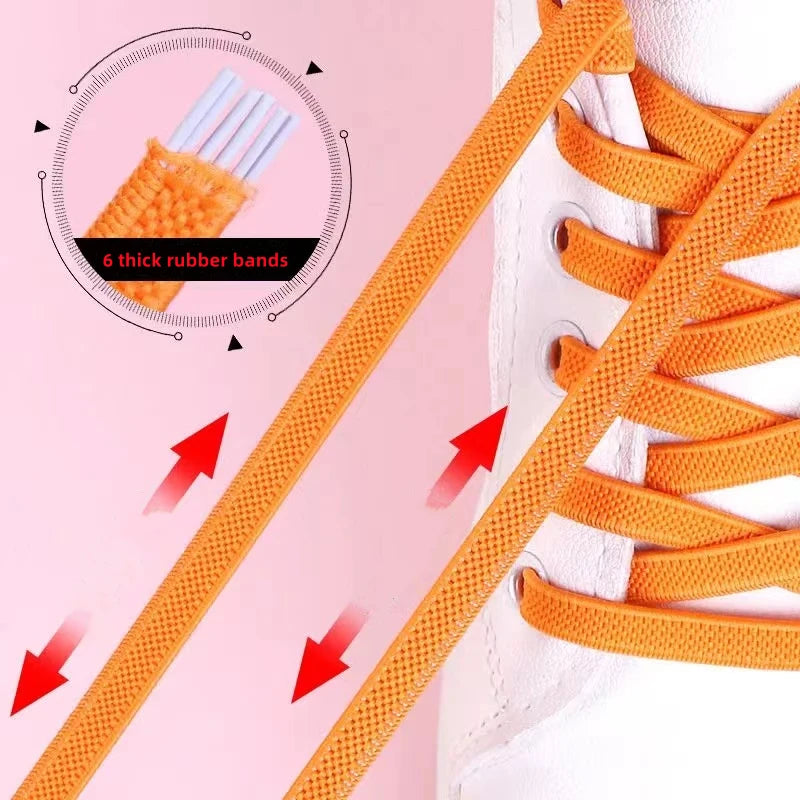 Fashion No Tie Shoe Laces Elastic Laces Sneakers Flat Shoelaces Without Ties Kids Adult Quick Shoe Lace Rubber Bands for Shoes