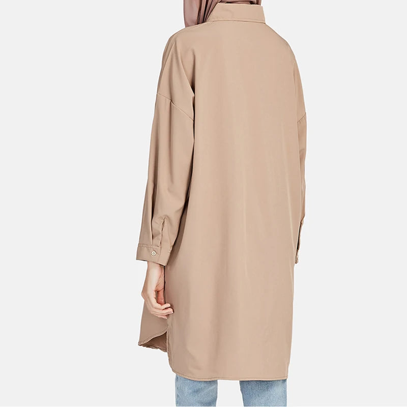 Women Fashion Tops Casual Long Sleeve Muslim Ramadan Shirts Elegant Tunic Long Blouse for Girls Blusa Feminina Black White S-5XL