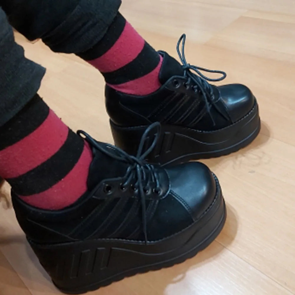 Big Size 35-43 Brand Design Female High Heels Goth Flats Cosplay Platform Women's sneakers 2021 Street Punk Wedge Shoes Woman