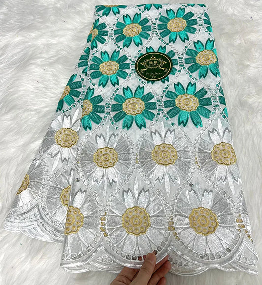 5Yard Swiss Voile Lace 2023 High Quality Africa Embroidery 100% Cotton Fabric Brode Popular for African Women Cloth tc0377