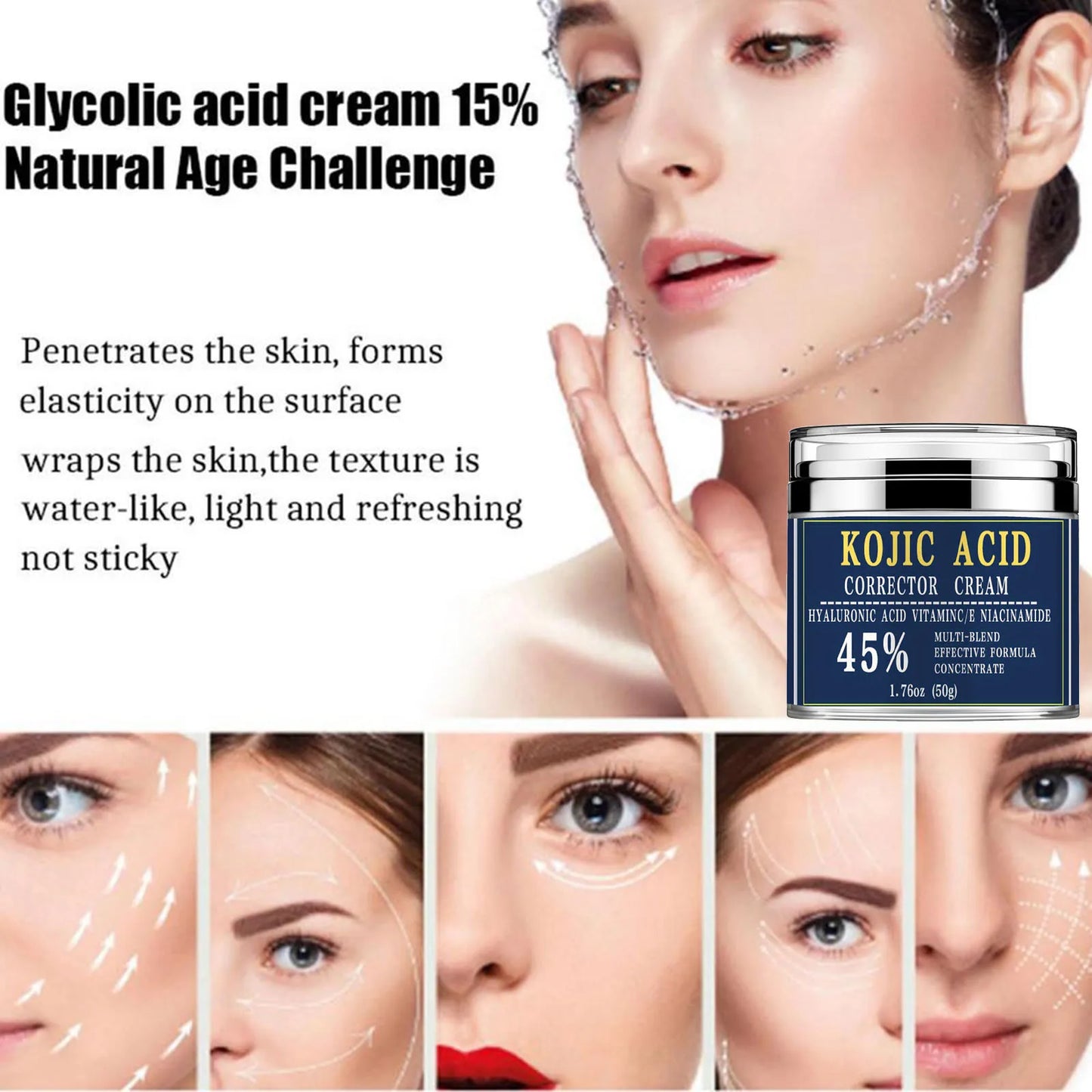 Glycolic Acid Cream with 15% Lifting & Firming Face Cream Hydrates & Moisturizes Improve Dark Spot Sagging Skin Fades Fine Lines