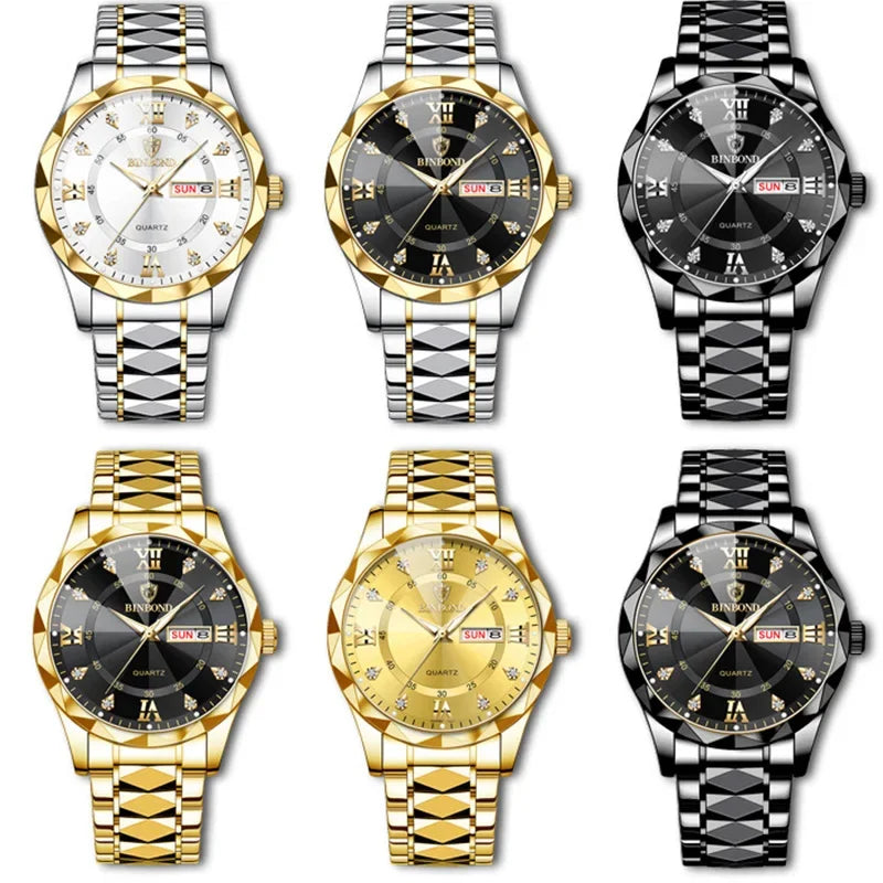 BINBOND B2521 Luxury Fashion Business Men Watch Waterproof Week Date Clock Sport Men Watch Quartz Wristwatch Relogio Masculino