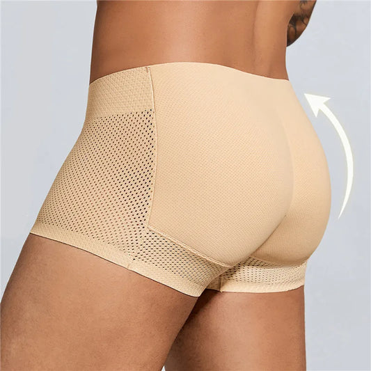 Men Butt Lifter Enlarge Push Up Underpants Removable Pad Boxer Underwear Butt-Enhancing Trunk Shorts Male Solid Color Panties