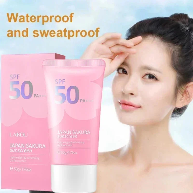 Sakura Sunscreen Spf50 Lotion 50ml Facial Sun Block Isolation Cream Facial Whitening Cream Skin Moisturizer Protective Cream