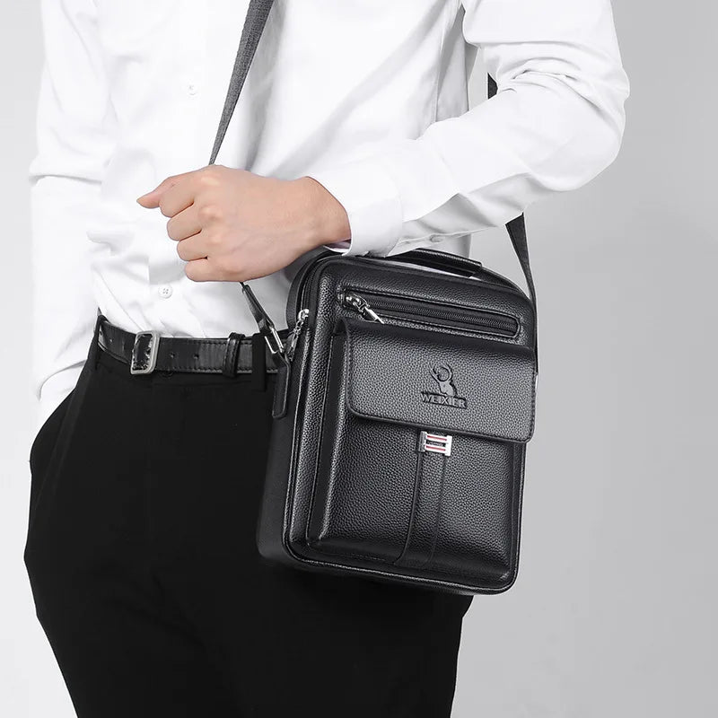Men Business Crossbody Shoulder Bags Waterproof Vintage Brand Handbags Pu Leather Bag Man Messenger Bags Lychee Pattern Tote Bag