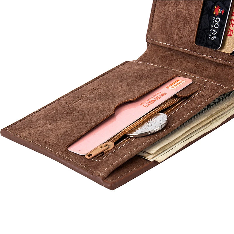 Wallet Men Leather Purse for Men Wallets with Zipper Card Holder Coin Pocket Male Money Bag Classic Monederos De Hombre