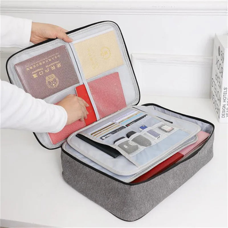Document Organizer Briefcase A4 Folder Holder Men Women Bag Cover Purse Passport Home Travel Safe Functional File Storage Case