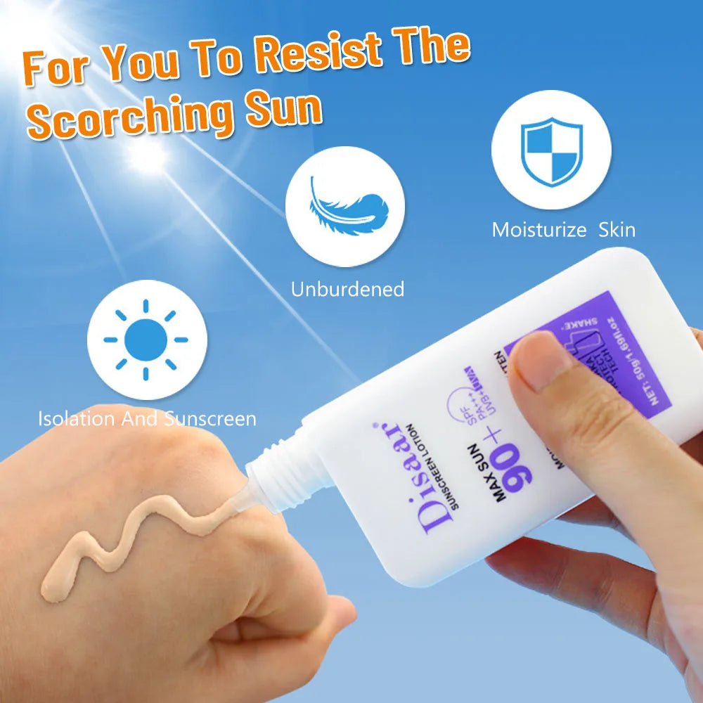 Disaar SPF 90 Sunscreen Lotion 50g Long Lasting Protection Sun Cream  Moisturizing Portable Sunblock