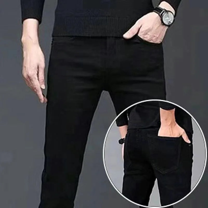 2024 Spring and Autumn New Fashion Solid Color Comfortable Jeans Men's Casual Slim High Quality Stretch Small Legs Pants 28-36
