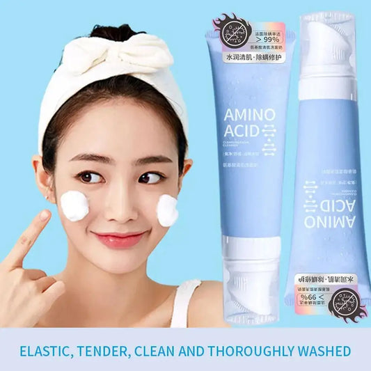 120ml Facial Amino Acid Foam Cleanser Hyaluronic Acid Face Wash For Dry Skin Oil Skin Combination Skin Care