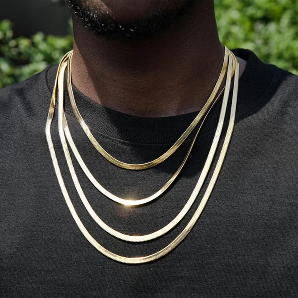 Hip Hop Snake Chain Necklace for Men New Fashion Stainless Steel Silver Color Necklace Jewelry Accessories Party Gift