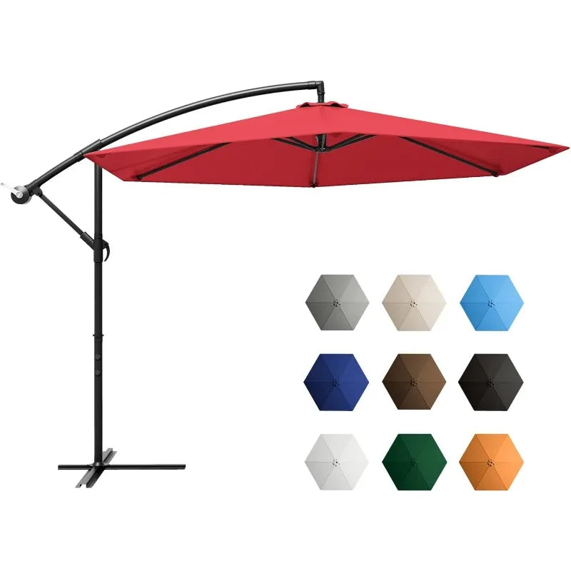 Offset Umbrella 10FT Cantilever Patio Hanging Umbrella Outdoor Market Umbrella with Crank and Cross Base