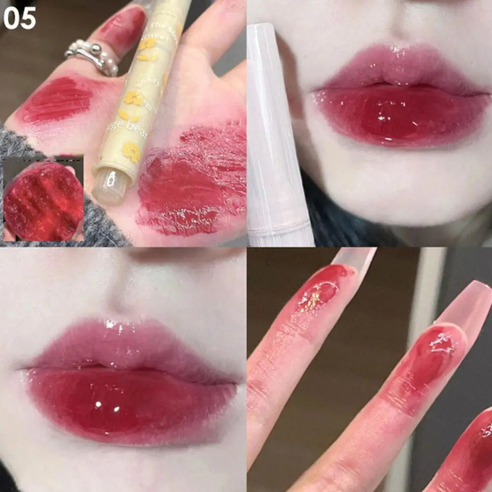 Clear Water Light Solid Lip Gloss Jelly Pink Lip Tint Lipstick Pencil Glass Makeup Moisturising Mirror Lip Heart-shaped Gla C7s4