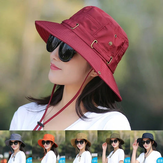 Unisex Summer Sunscreen Wide Brim Bucket Hats Women UV Protection Waterproof Panama Caps Hunting Sun Fisherman Hat for Mens Bob