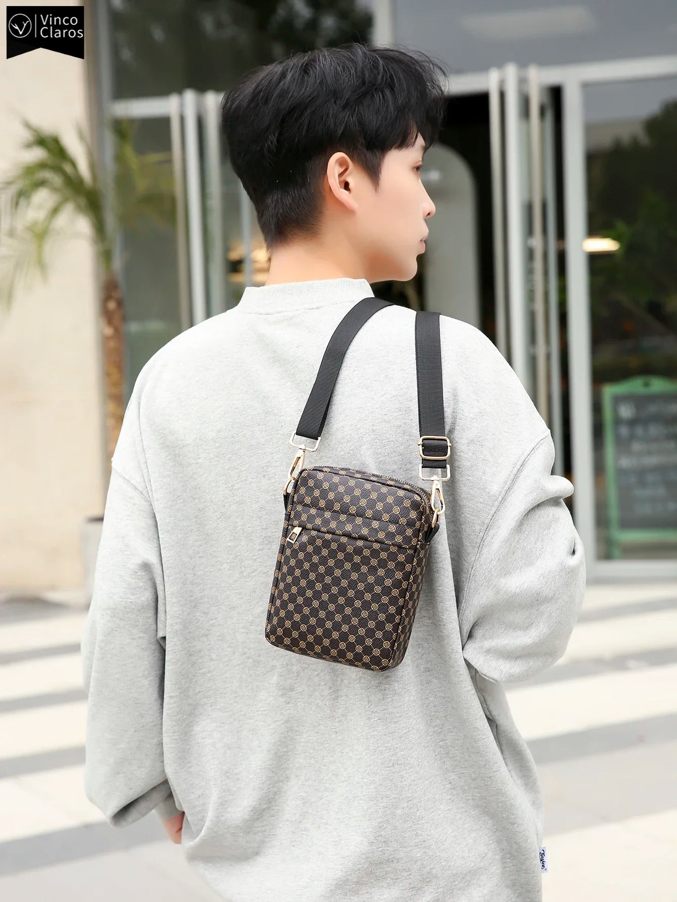 VC Men's Classics Mini Shoulder Bag Coin Purses Lightweight PU Leather Shoulder Bags for Men Small Men Crossbody Bag